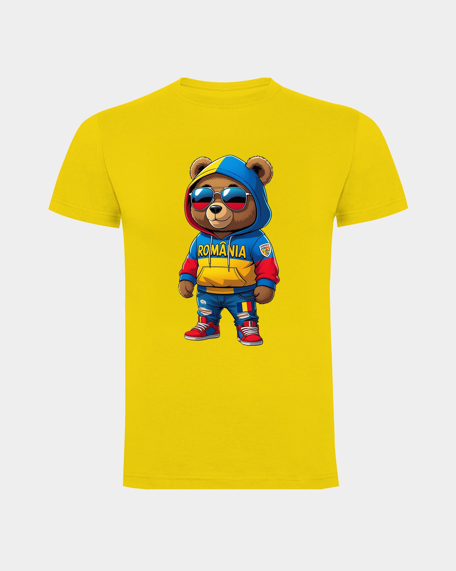 Tricou Urs Tricolor Adulti Romania Galben