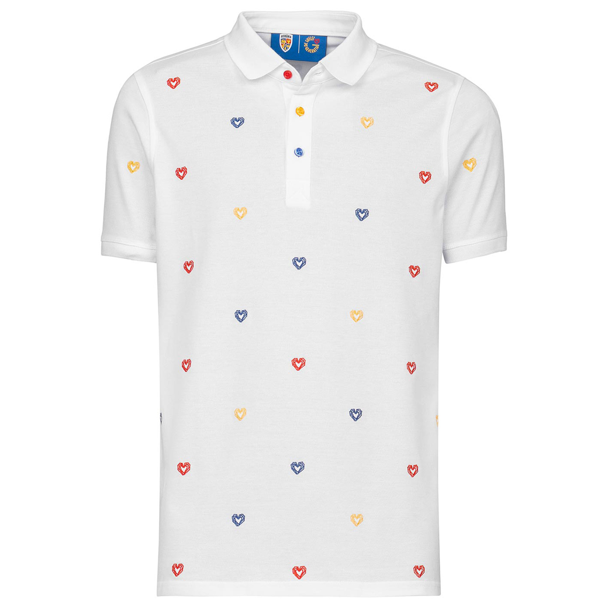 Tricou Polo Slim Adulti Bigotti Romania Alb