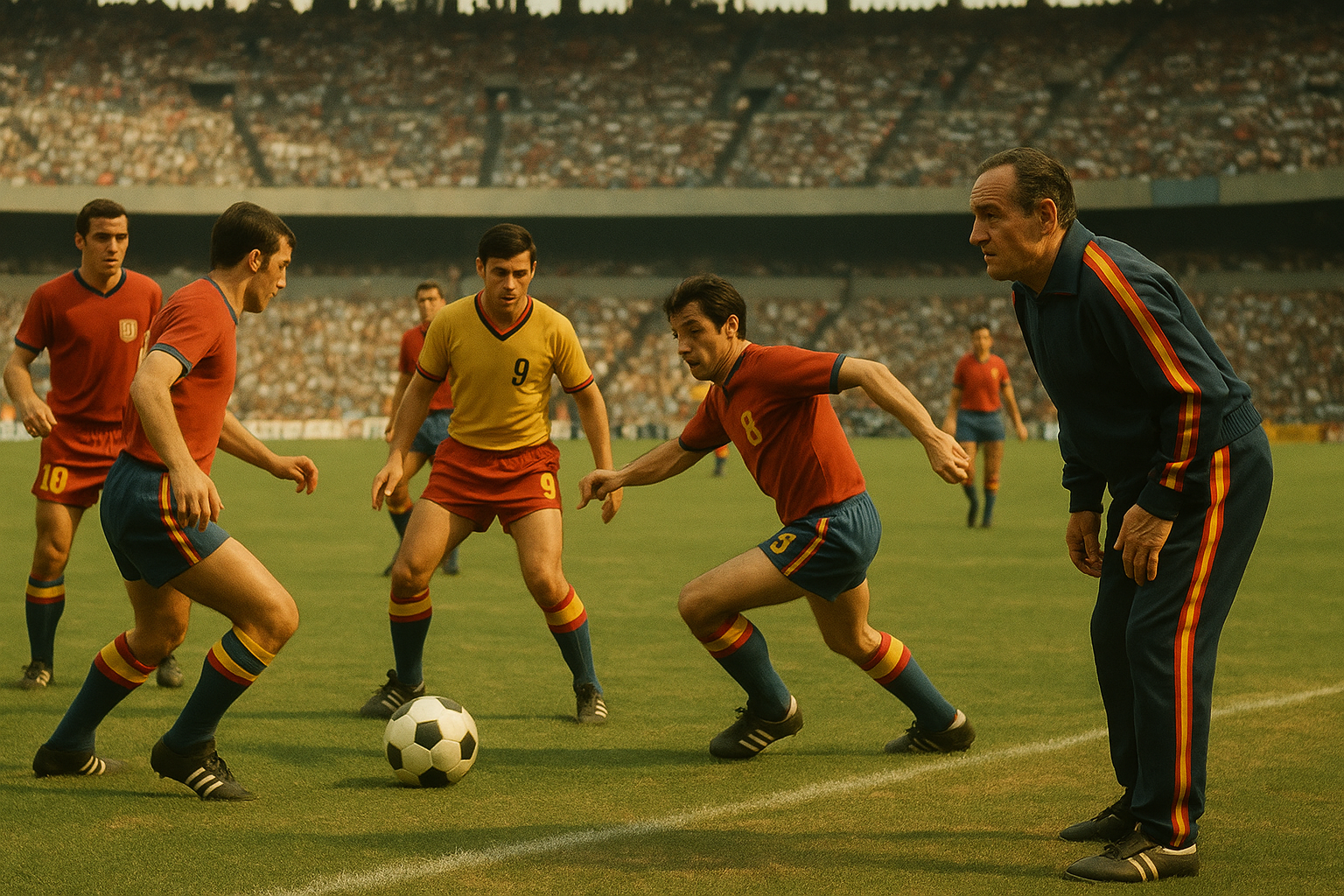 Angelo Niculescu – antrenorul naționalei la Campionatul Mondial din Mexic 1970, cunoscut pentru introducerea „temporizării românești” (tiki-taka înainte de termen). - roman, nu aduaga numele lui in imagine