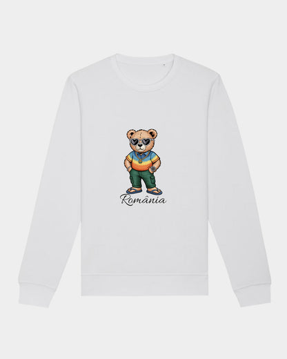 Bluza Urs Colorat Adulti Romania Alb