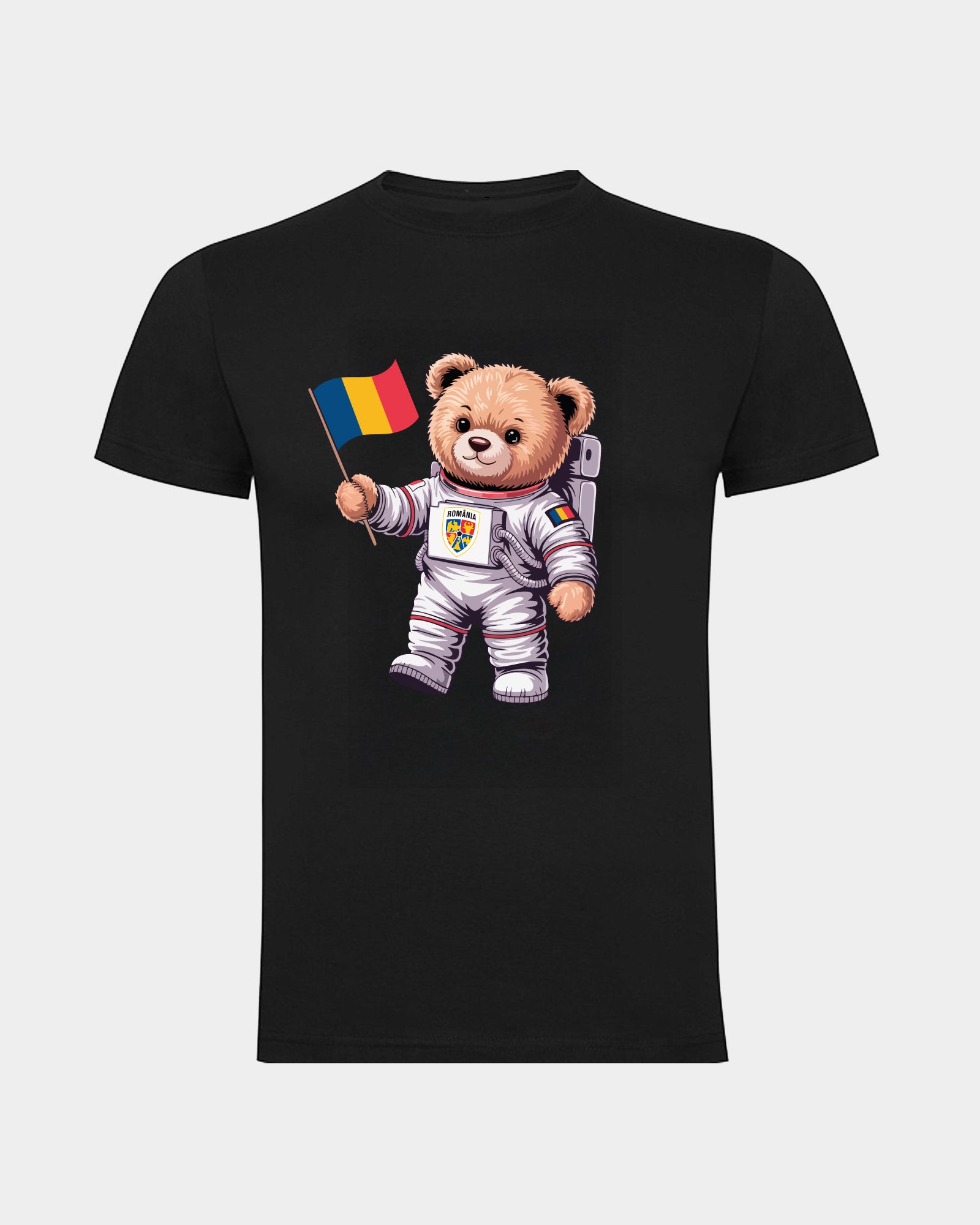 Tricou Urs Astronaut Adulti Romania Negru