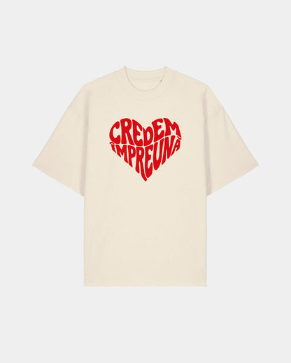 Tricou Oversized Credem Impreuna Adulti Romania Natural Raw