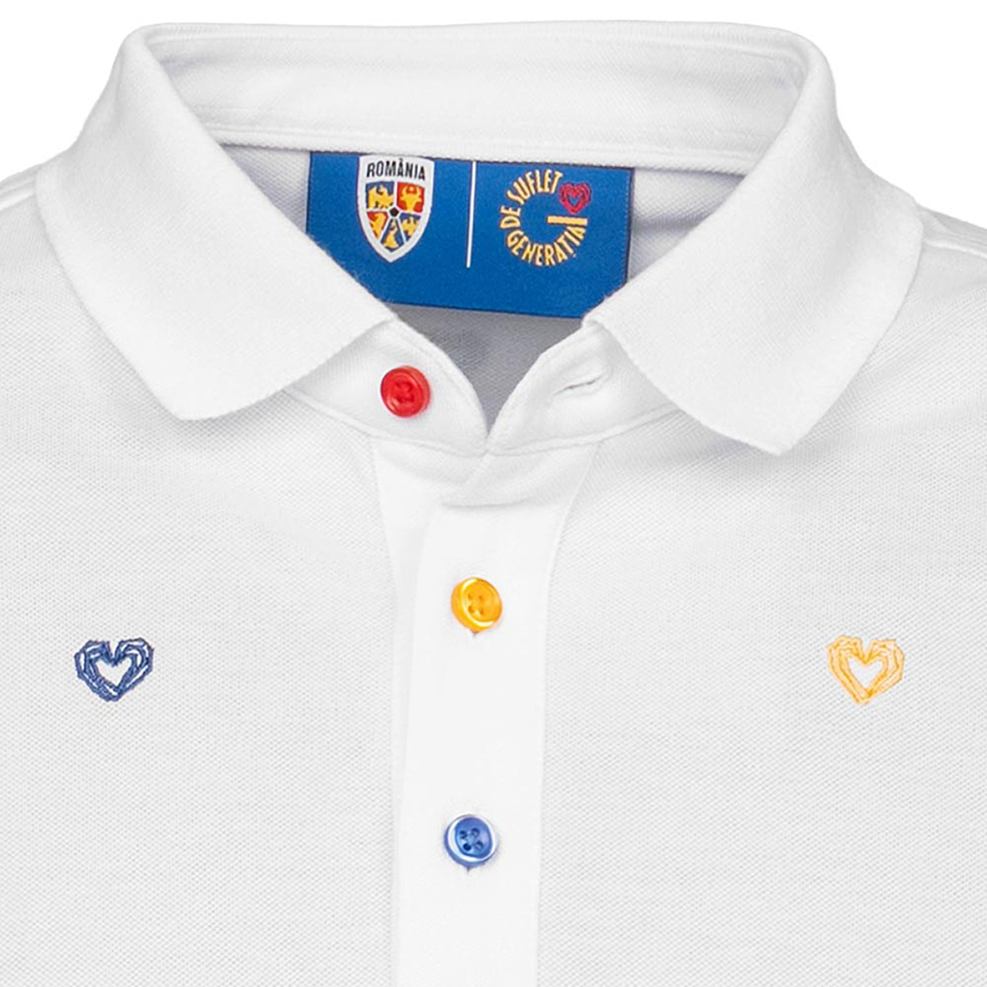 Tricou Polo Slim Adulti Bigotti Romania Alb