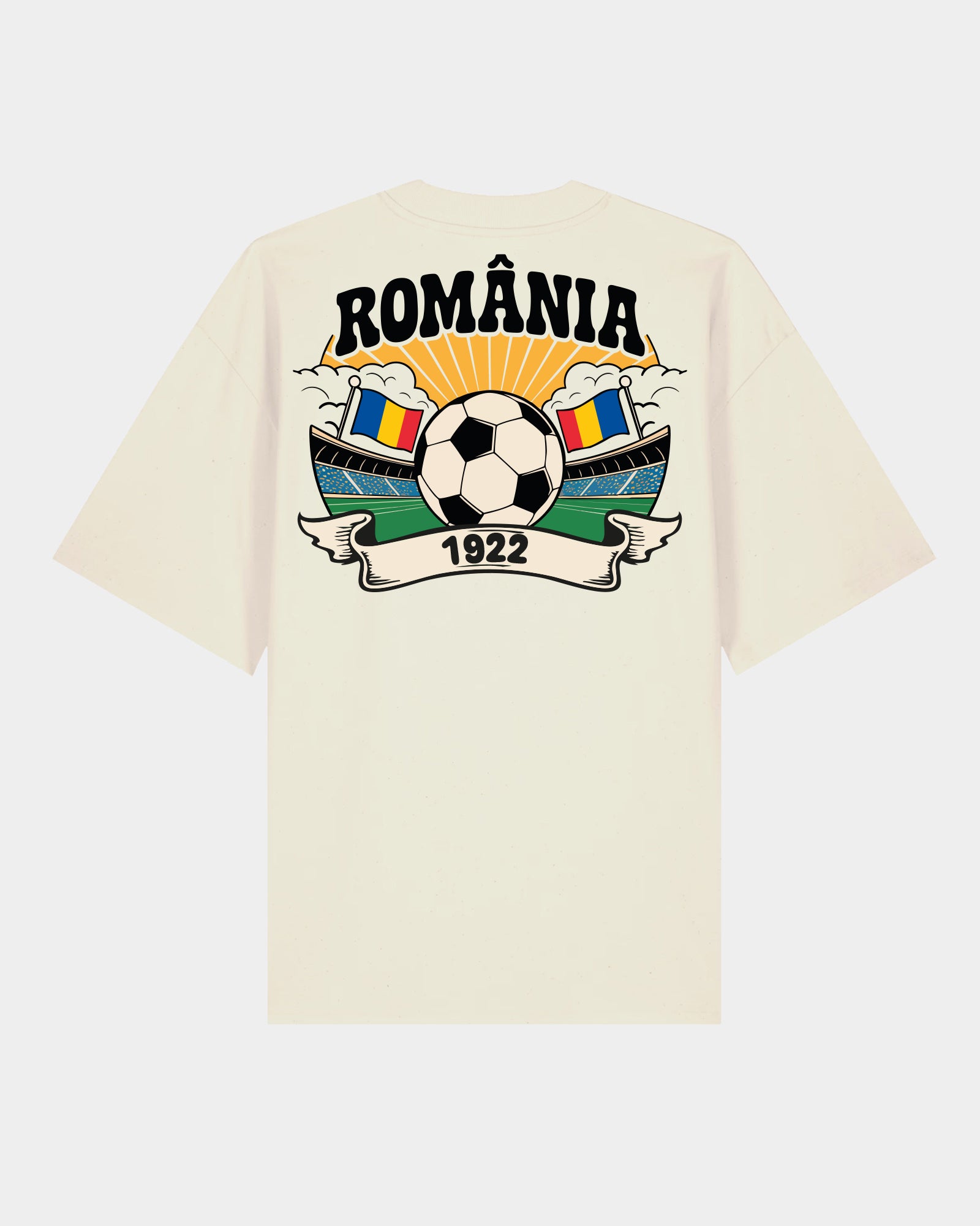 Tricou Oversized Traditie I Adulti Romania Natural Raw